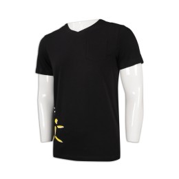 T958 V collar T-shirt  online order black T-shirt  breast pocket T-shirt factory T958 V collar T-shirt  online order black T-shirt  breast pocket T-shirt factory